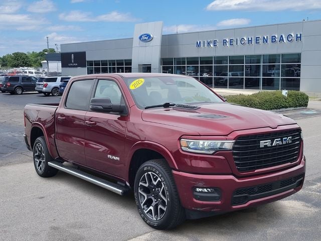 2025 RAM 1500 Laramie in Delmonico Red Pearlcoat — front three-quarter view