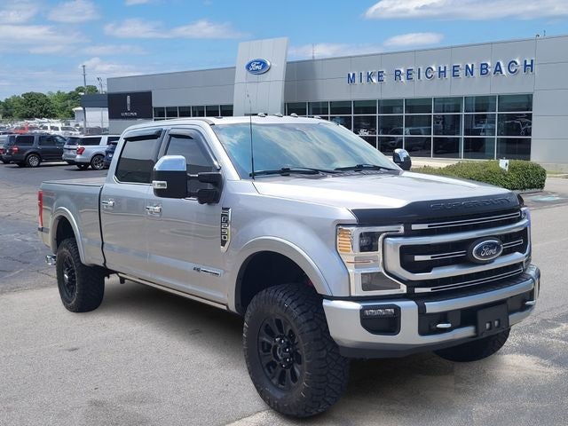 2022 Ford F-250SD Platinum in Iconic Silver Metallic — front three-quarter view
