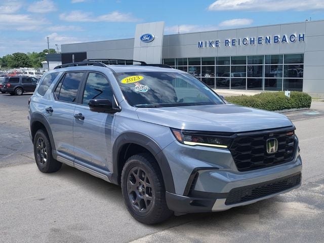 2023 Honda Pilot TrailSport in Diffused Sky Pearl — front three-quarter view